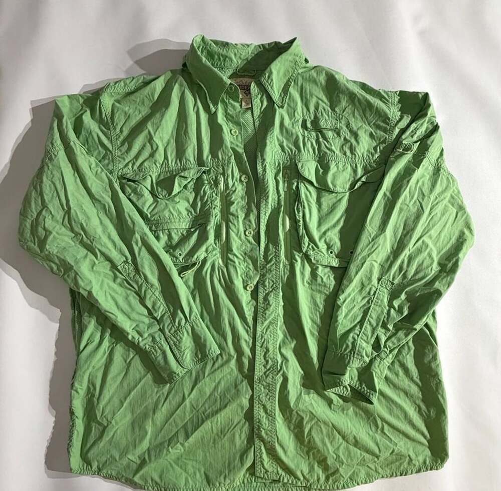 Cabela’s Guidewear Green UPF 40 Long Sleeve Fishing Shirt Mens Size L